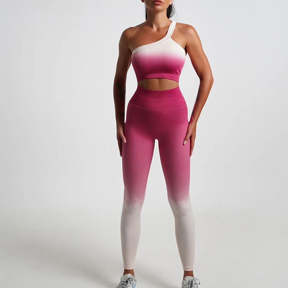Gradient One-Shoulder Seamless Workout Set