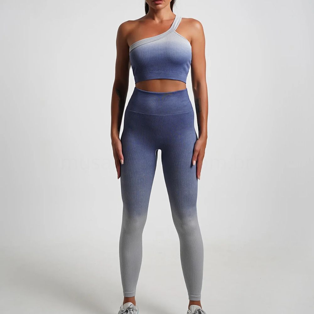 Gradient One-Shoulder Seamless Workout Set