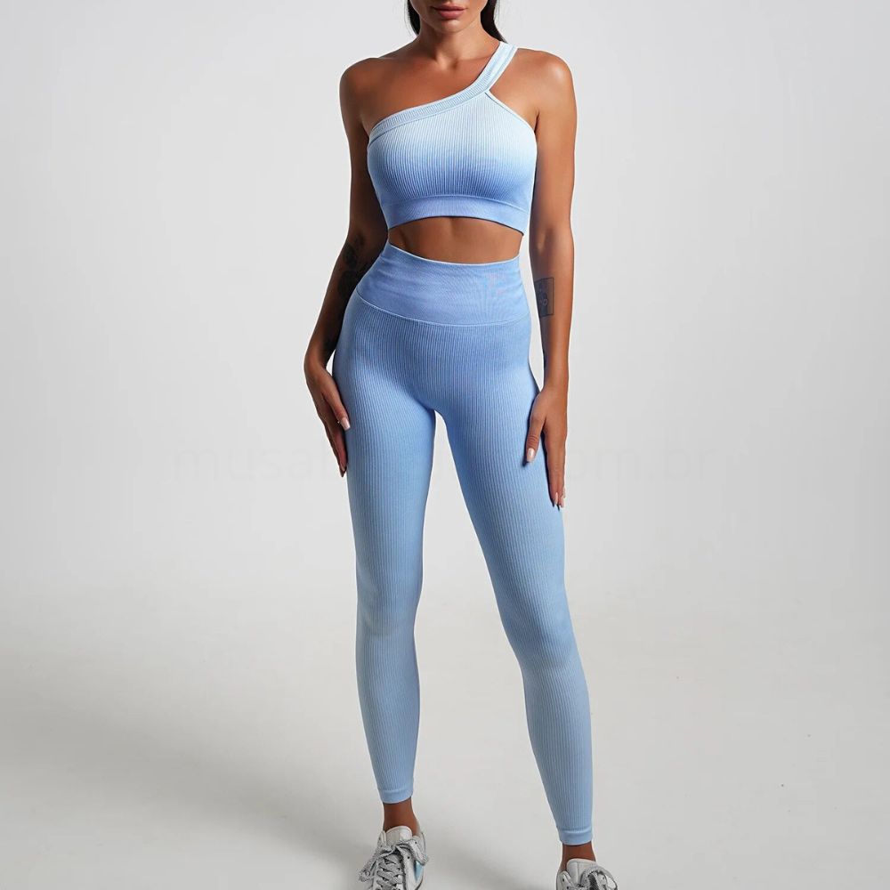 Gradient One-Shoulder Seamless Workout Set