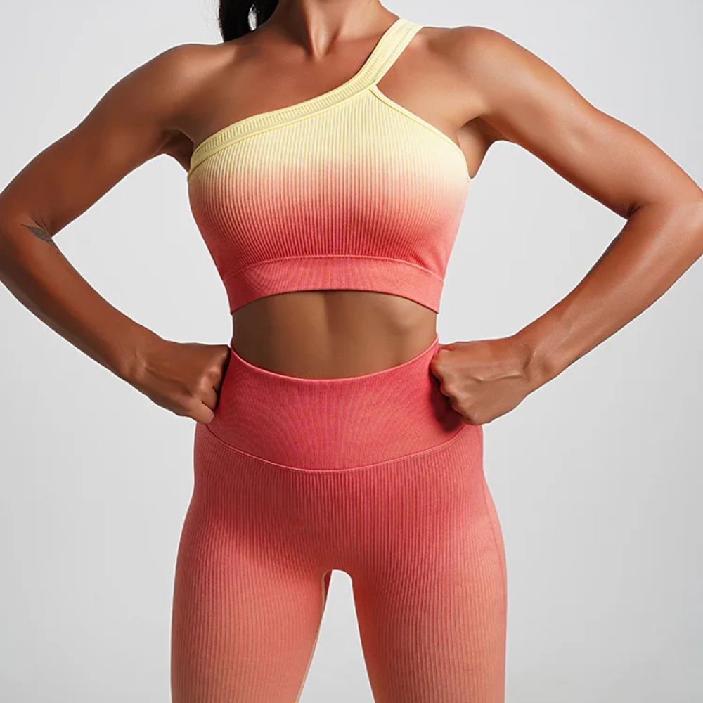 Gradient One-Shoulder Seamless Workout Set