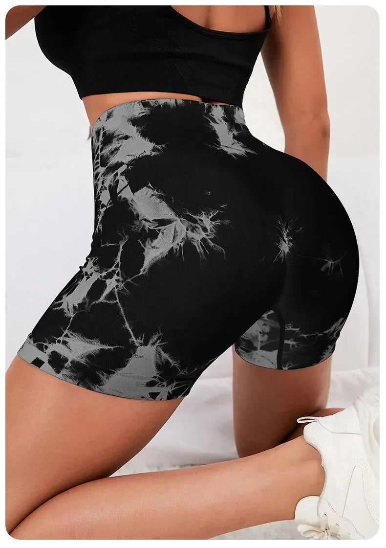 Tie Dye Yoga Shorts Marble Gym