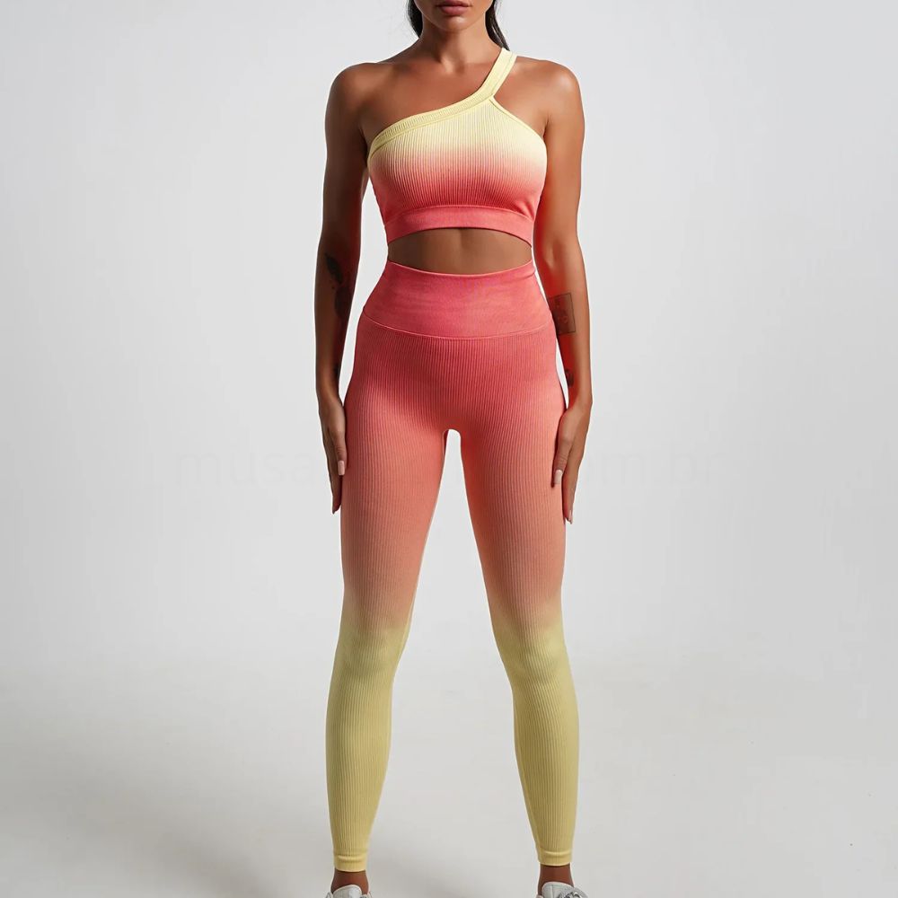 Gradient One-Shoulder Seamless Workout Set
