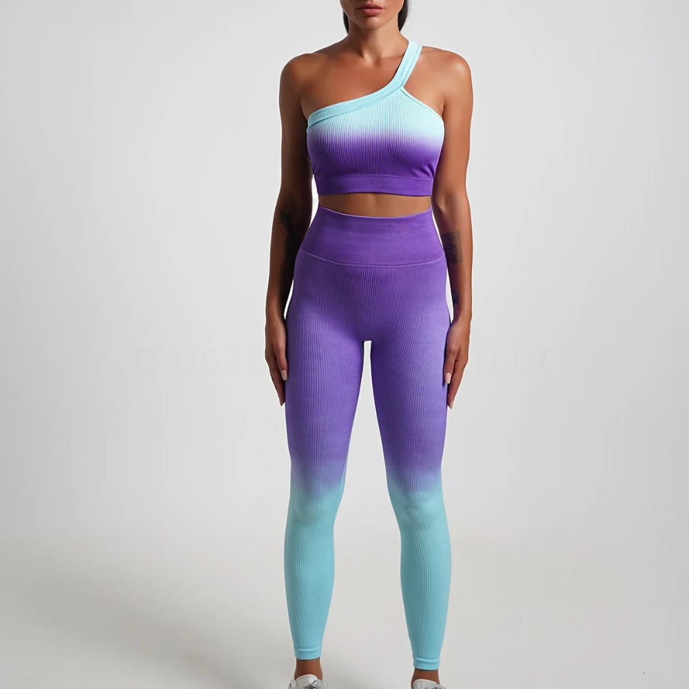 Gradient One-Shoulder Seamless Workout Set