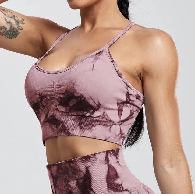 Tie Dye crop top Women Fitness