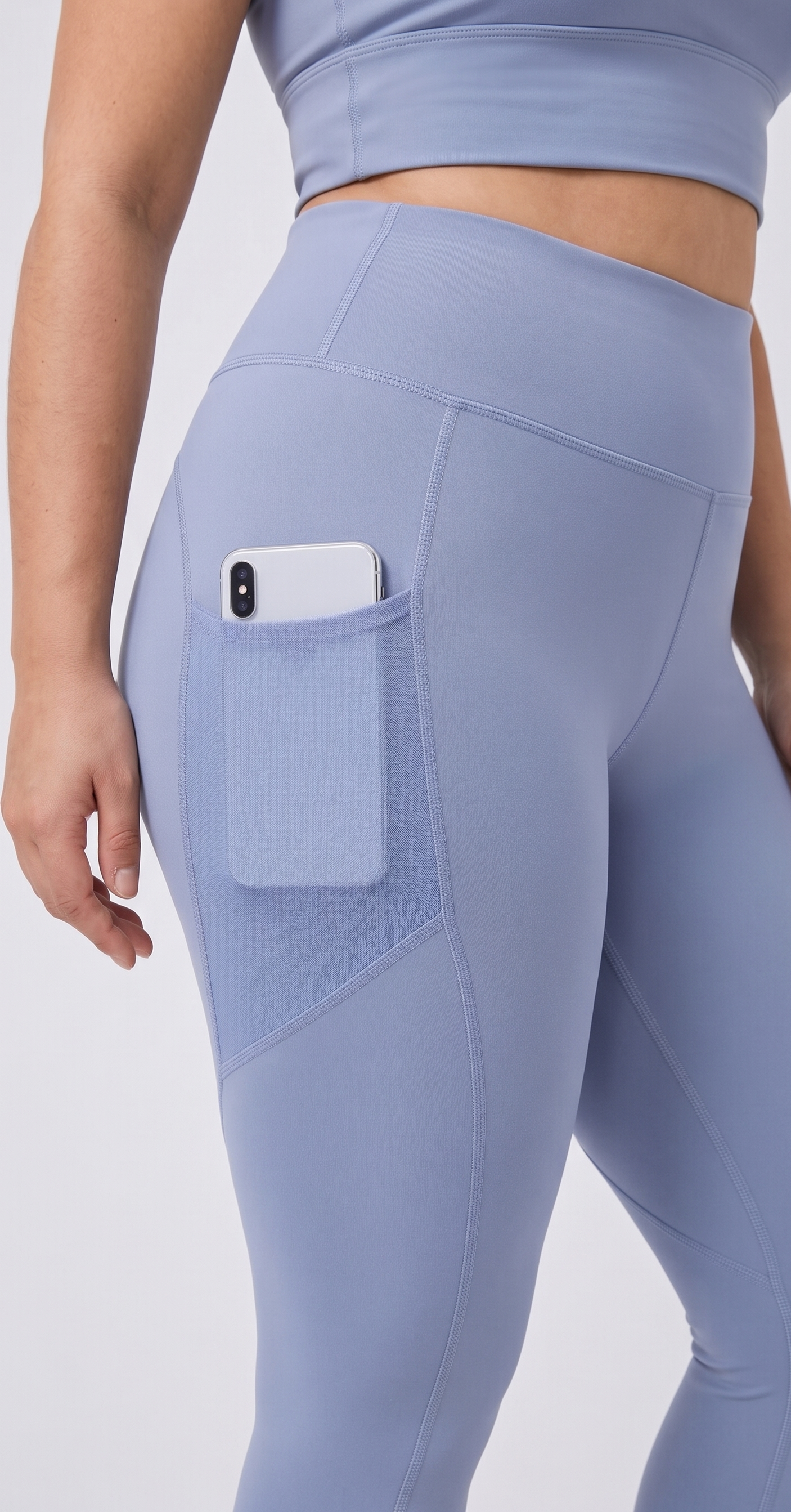 Workout leggings featuring breathable side