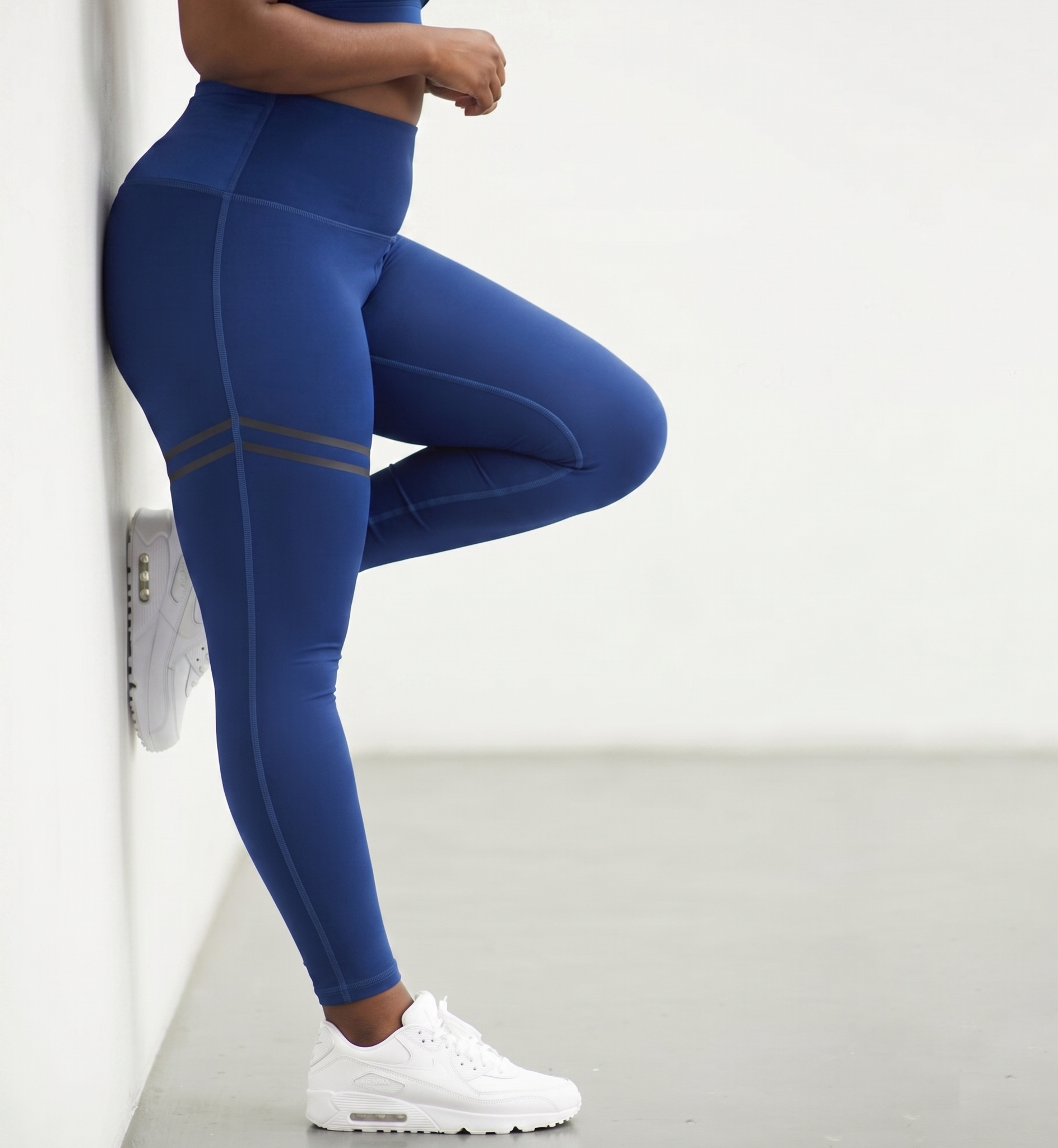 Elastic high-rise  stripe workout leggings activewear